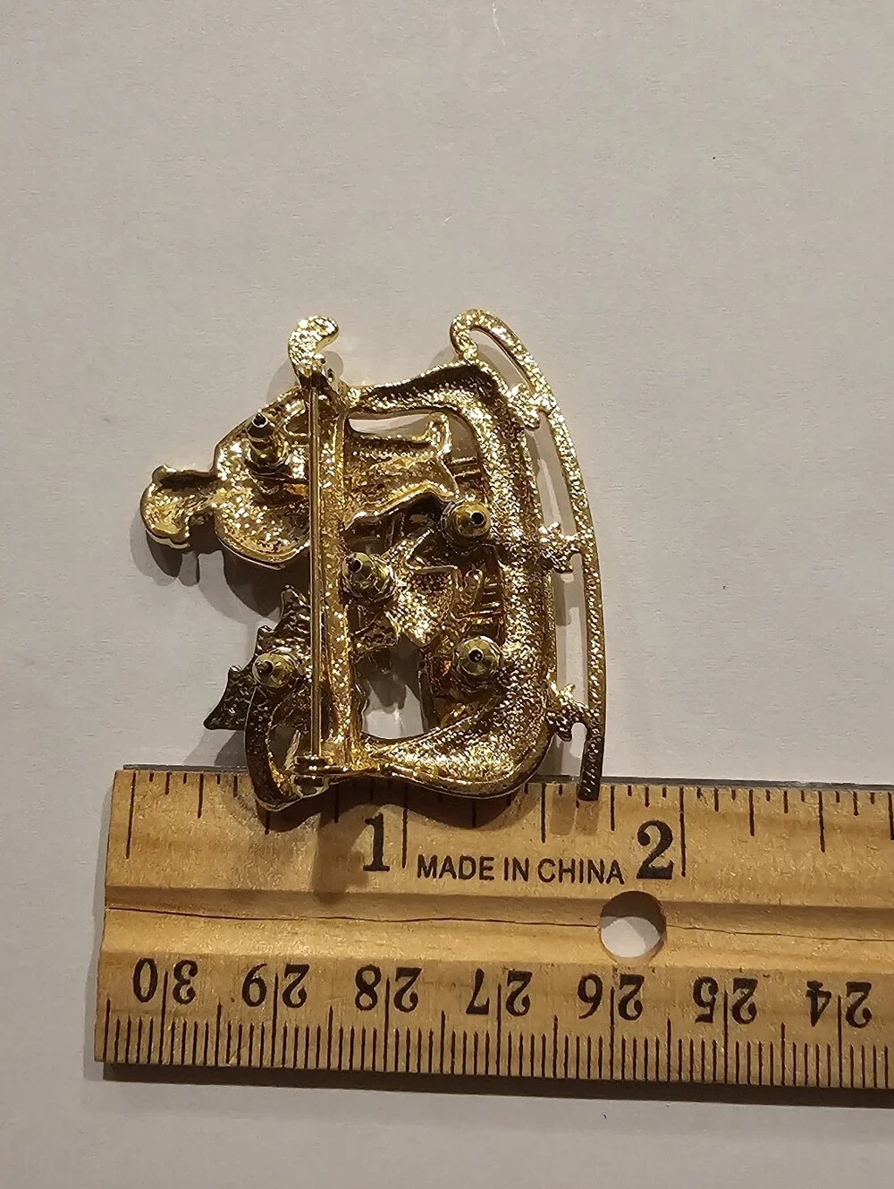 Vintage Gold-tone Enamel Santa Sleigh Multi-Piece Christmas Brooch Pin Set